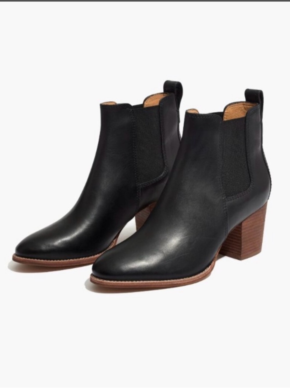 Madewell The Regan Heeled Chelsea Boot in Black a leather size 7.5